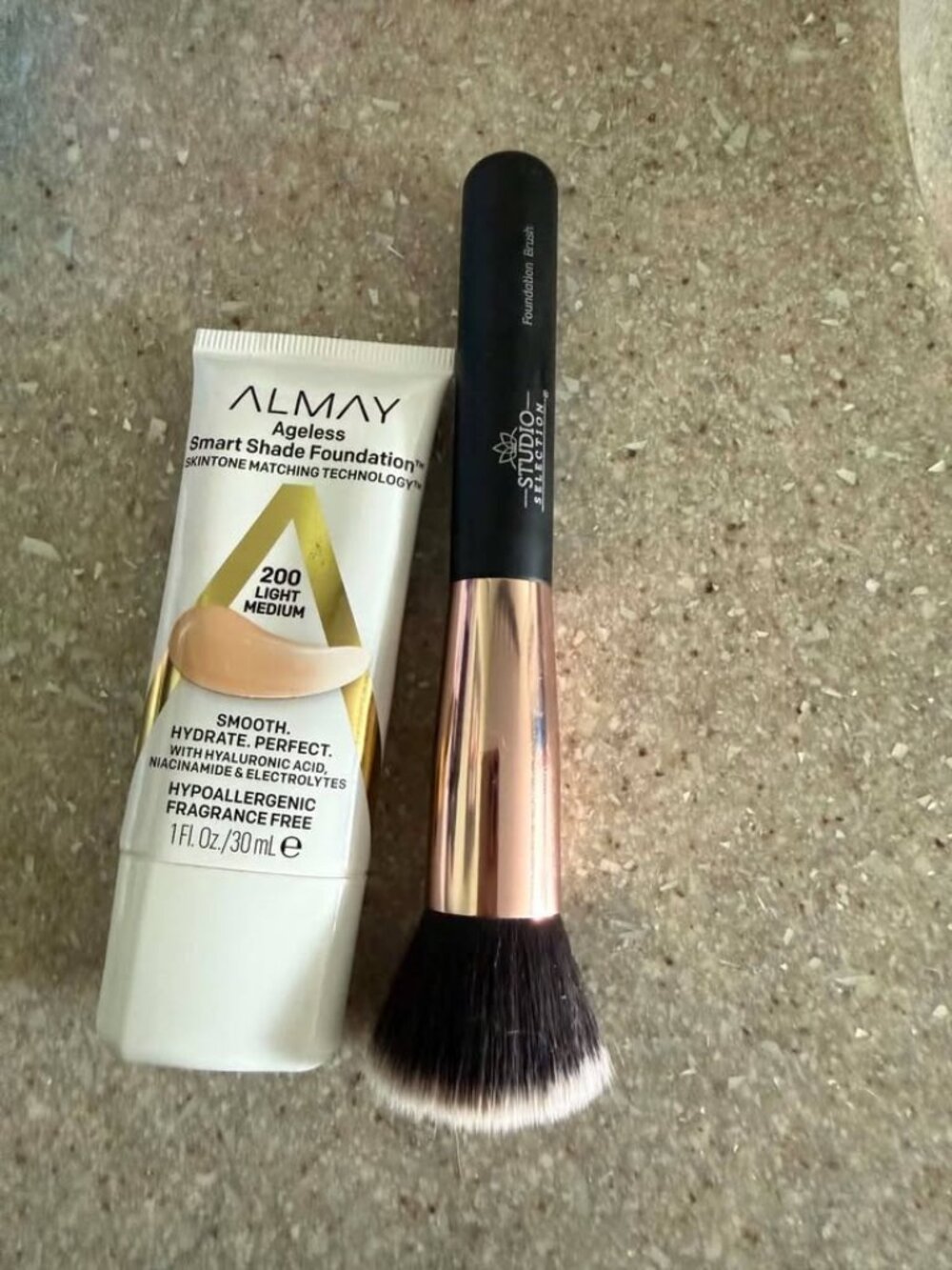 Almay Smart Shade Foundation & Studio Selection Foundation Brush- light medium